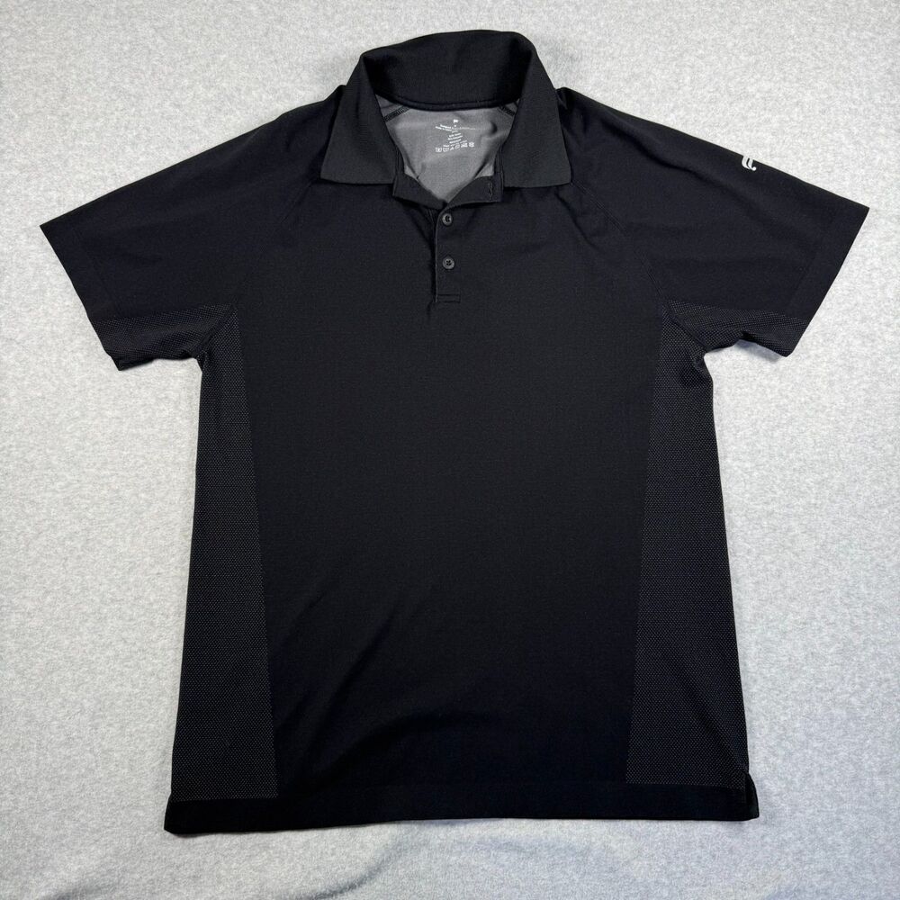 Fabletics Polo Shirt Mens Black Performance Wicking Stretch Short Sleeve Size M